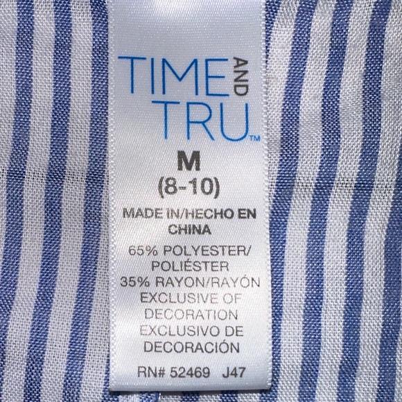 Striped Blue and White Swim Cover-Up Size Medium Summer Beach Lightweight Lounge - Picture 7 of 7